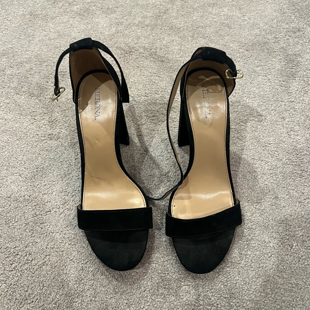 Chunky black heels, size 9